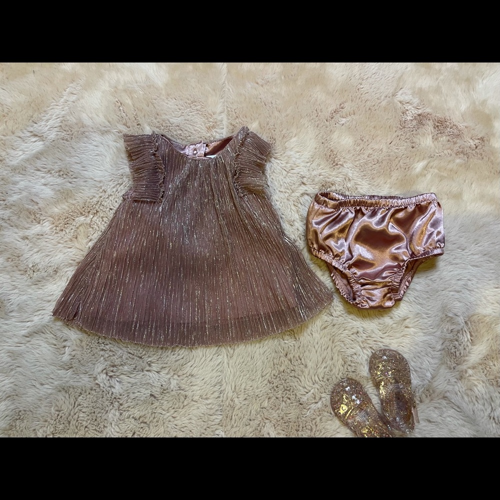 Cat & Jack 0-3M rose gold dress EUC